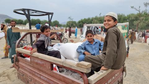 Distributing food baskets to rural villages in Afghanistan.