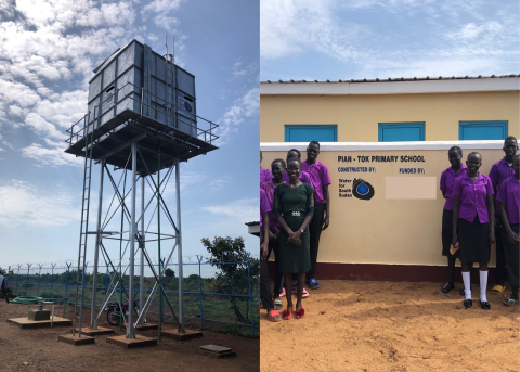 Water distribution kiosk and latrine constructed at Pian-Tok Primary School.