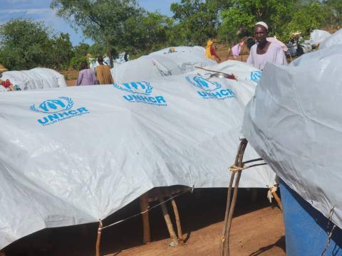 UNHCR tents for incoming refugees. Wedwiel Refugee Camp, Northern Bahr el Ghazal State, South Sudan.